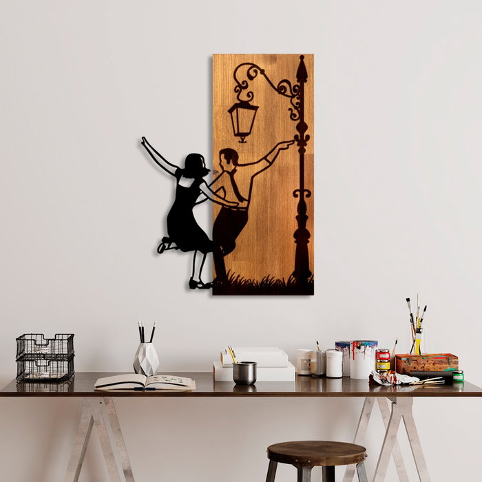 Wallity La La Land Escultura de pared en madera y metal Nogal y Negro